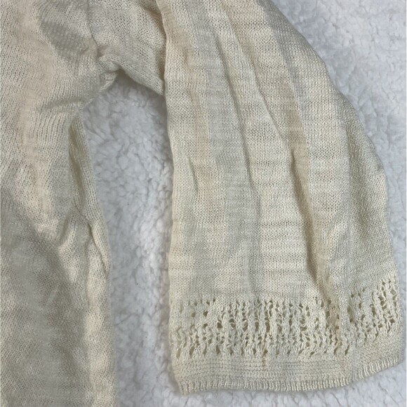 Anthropologie Moth Sweater Womens M Ivory Cross Front Drape Boho Chic Knit Top - Picture 6 of 9